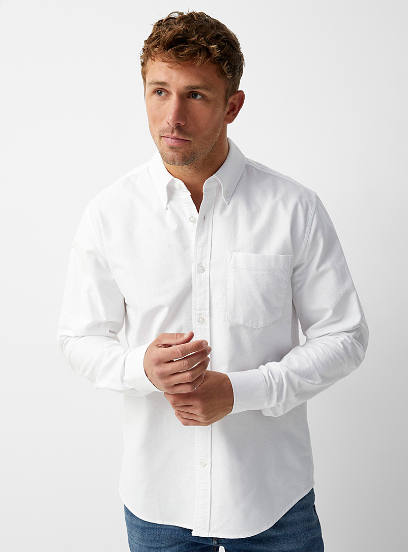 Le 31 White Monochrome Oxford shirt Modern fit for men