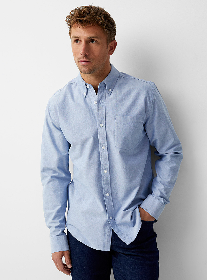 Le 31 Baby Blue Monochrome Oxford shirt Modern fit for men