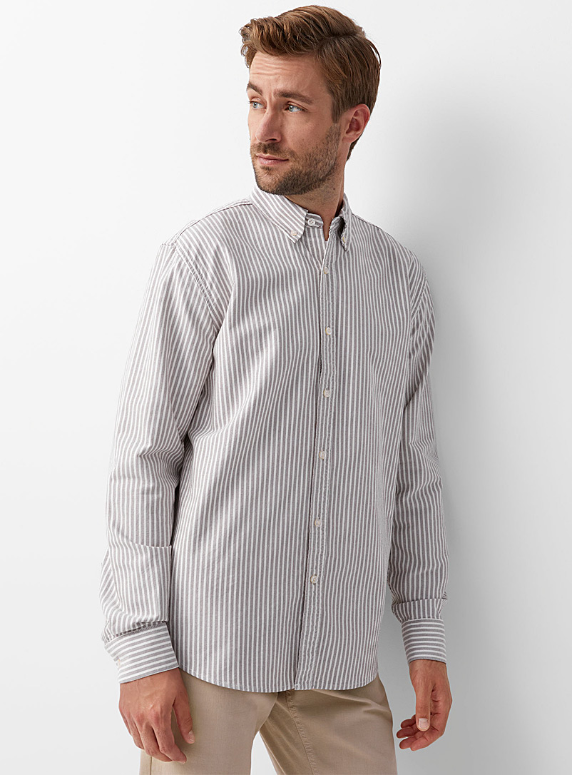 Le 31 Dark Brown Authentic oxford shirt Comfort fit for men