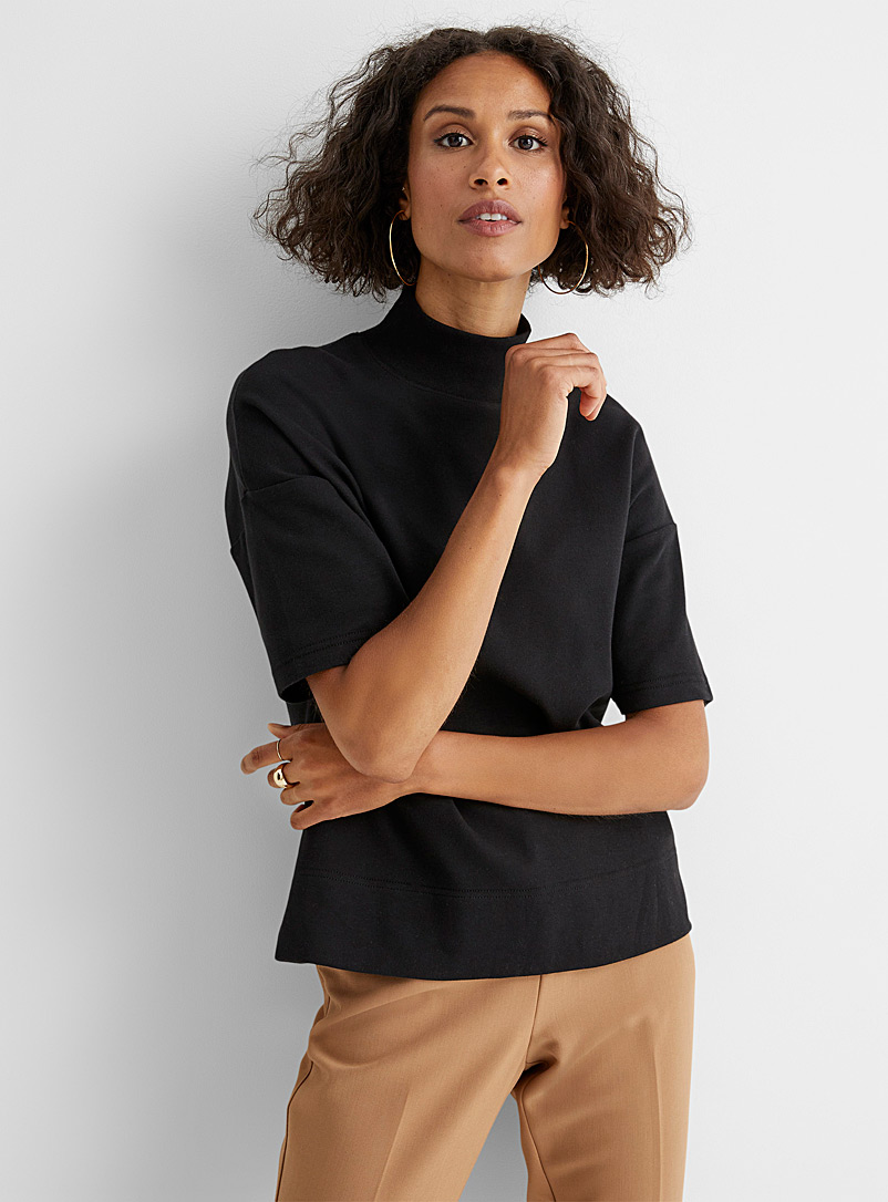 Contemporaine Black Boxy mock-neck sweatshirt for women