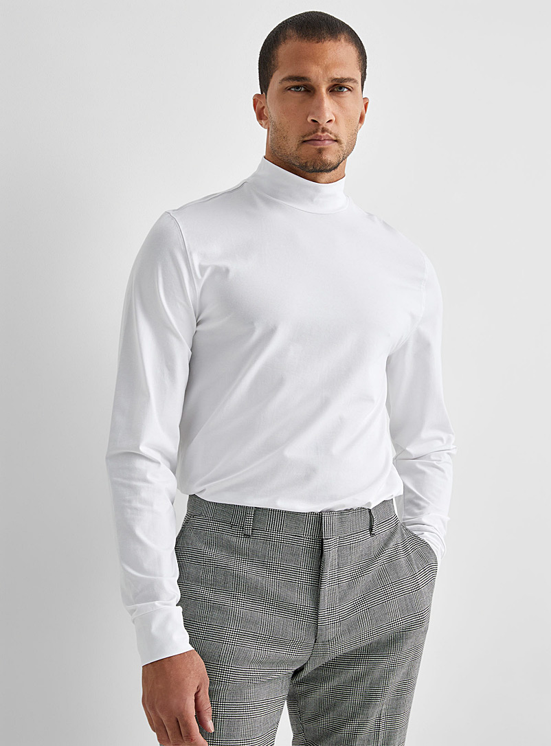 Le 31 White SUPIMA® cotton mock-neck top for men