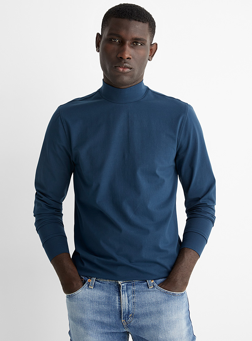 Le 31 Blue SUPIMA® cotton mock-neck top for men