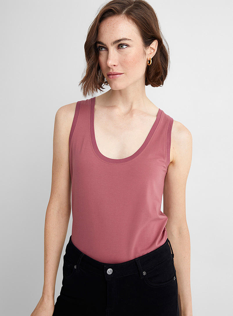 Contemporaine Peach Ribbed-neck SUPIMA® cotton tank top for women