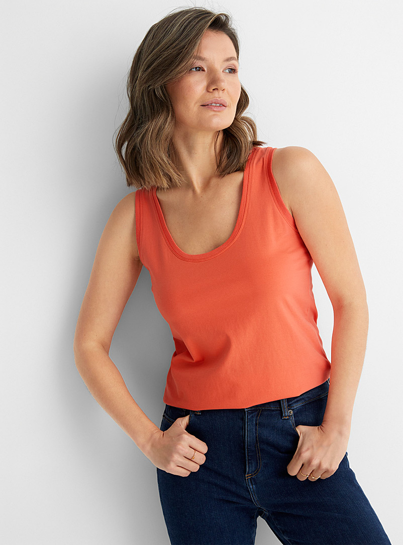 Contemporaine Tangerine Ribbed-neck SUPIMA® cotton tank top for women