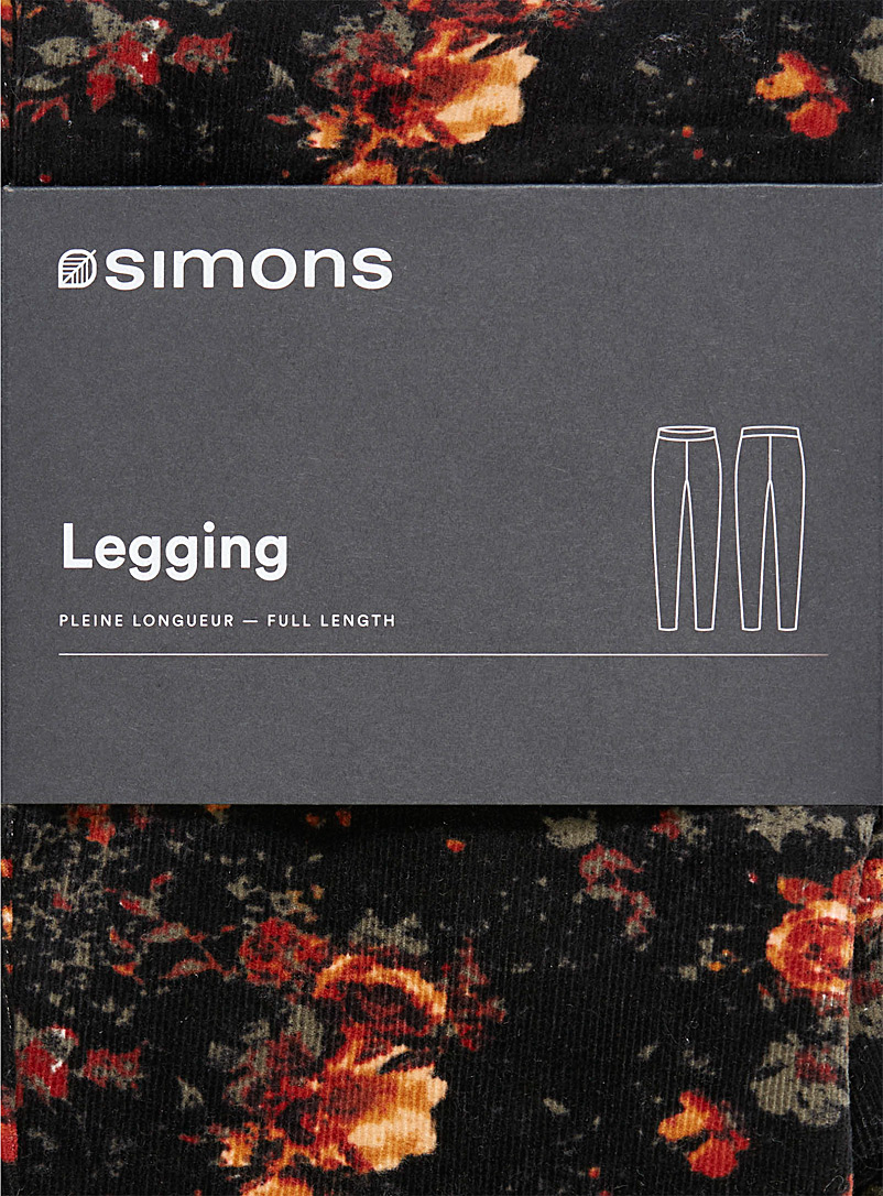 Simons: Le legging velours côtelé floral Charbon pour femme