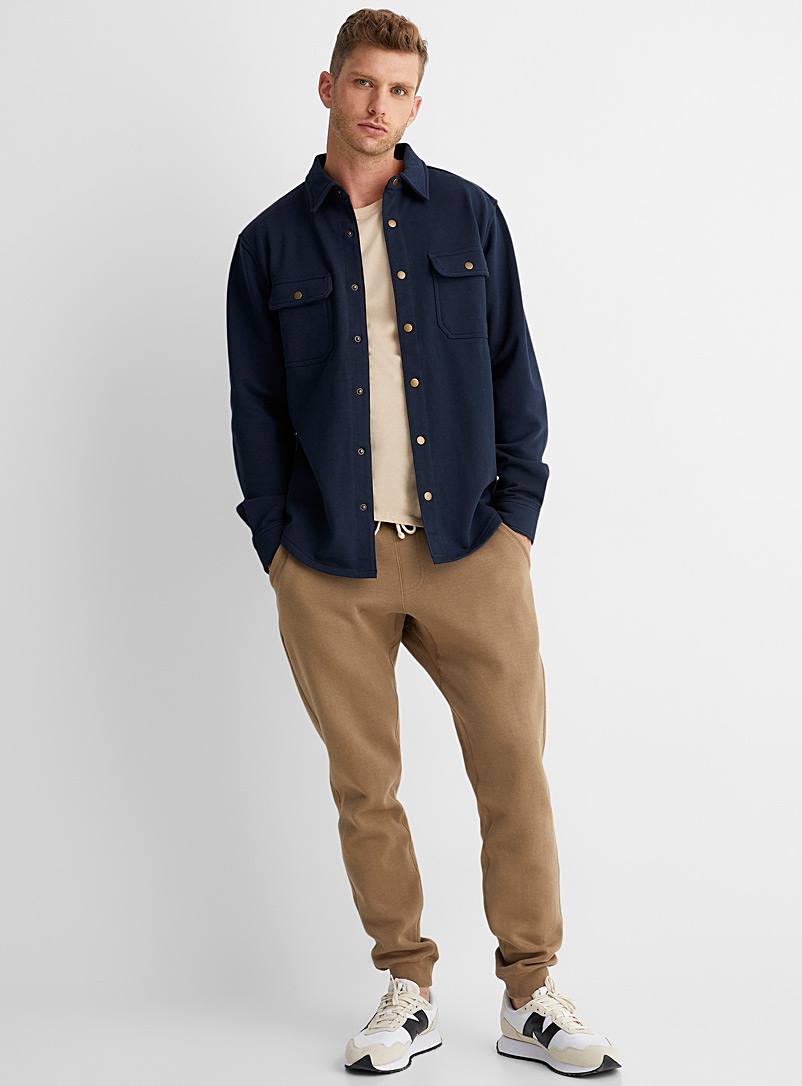 Le 31 Marine Blue French terry overshirt for men