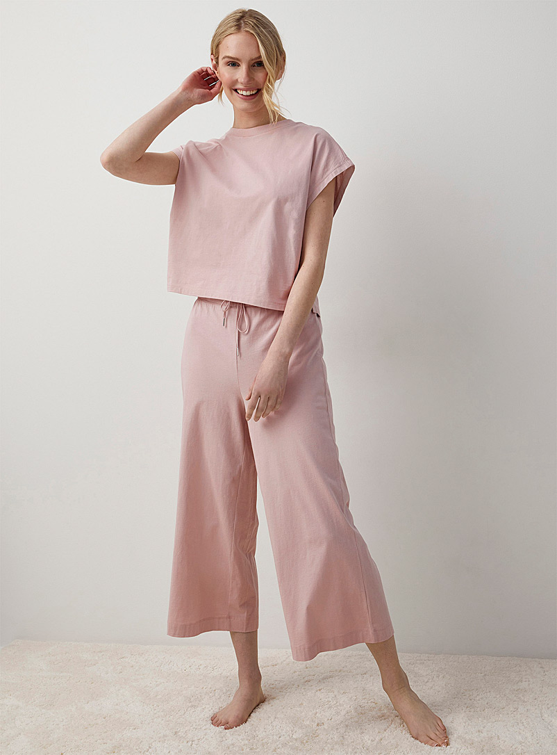 Miiyu Dusky Pink Organic cotton lounge gaucho pant for women