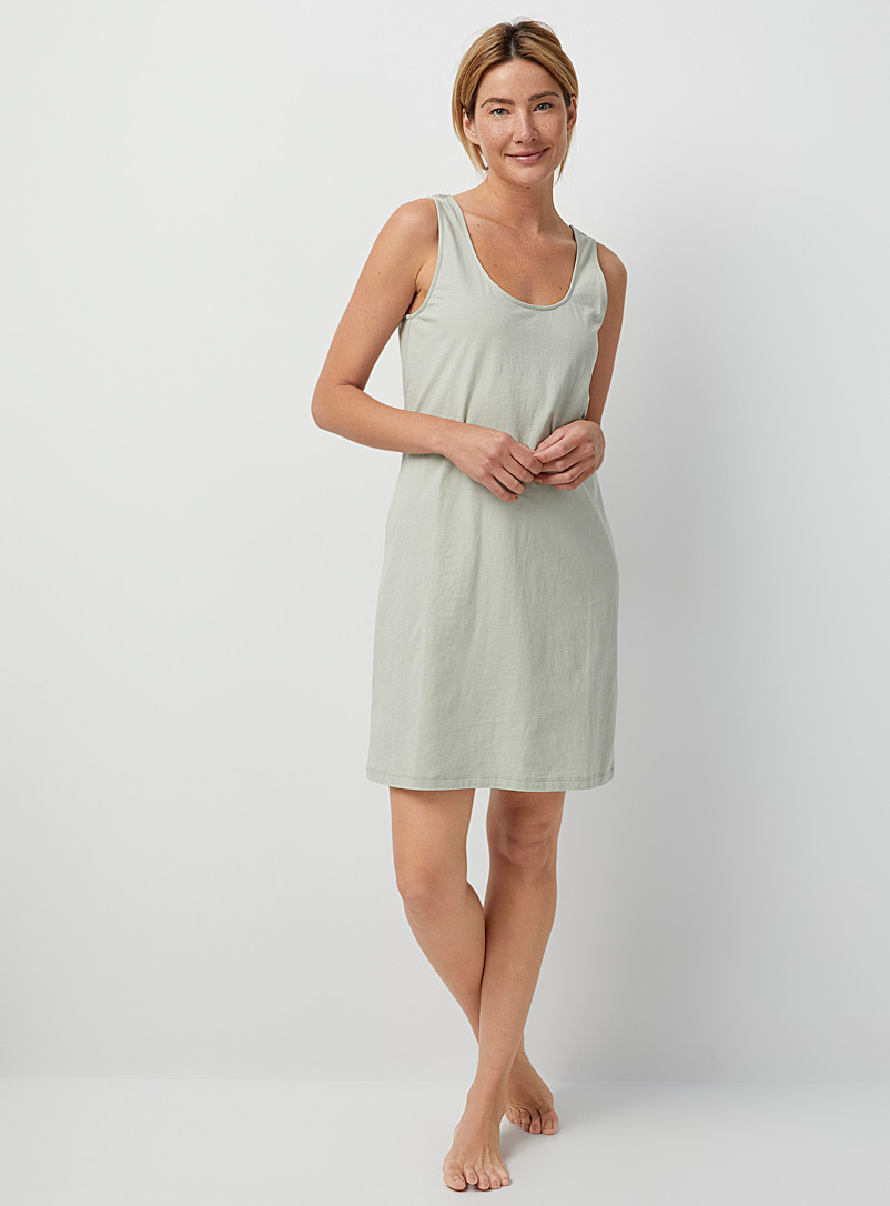 Miiyu Mossy Green Organic cotton minimalist nightie for women