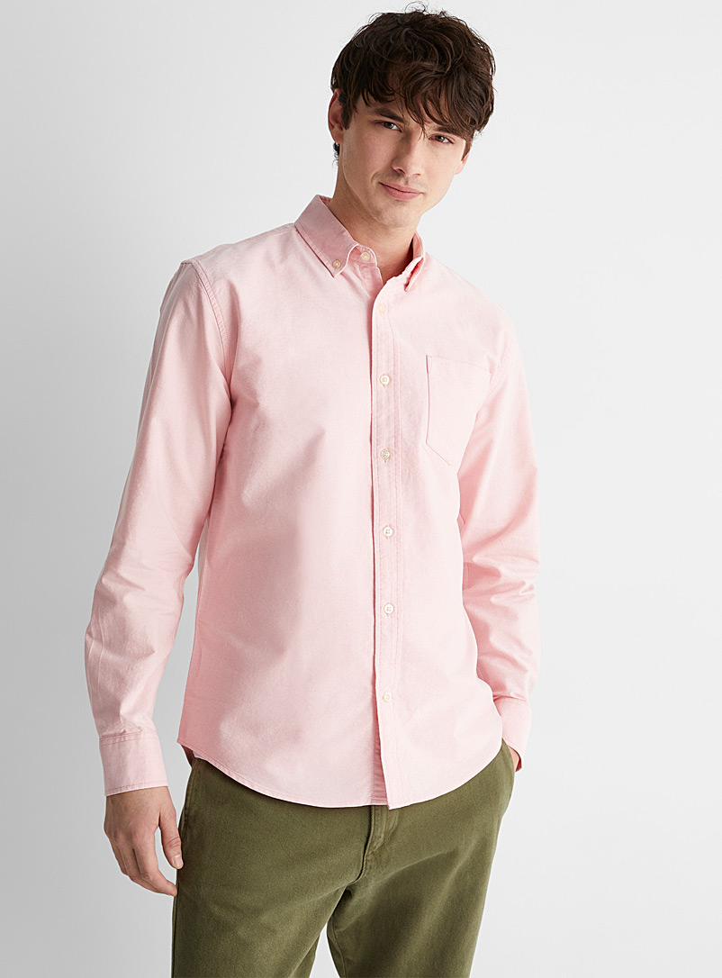 Le 31 Pink Colourful oxford shirt Modern fit for men