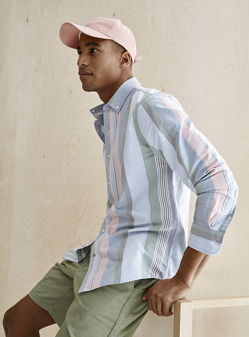 Le 31 Assorted Pastel stripe oxford shirt Modern fit for men