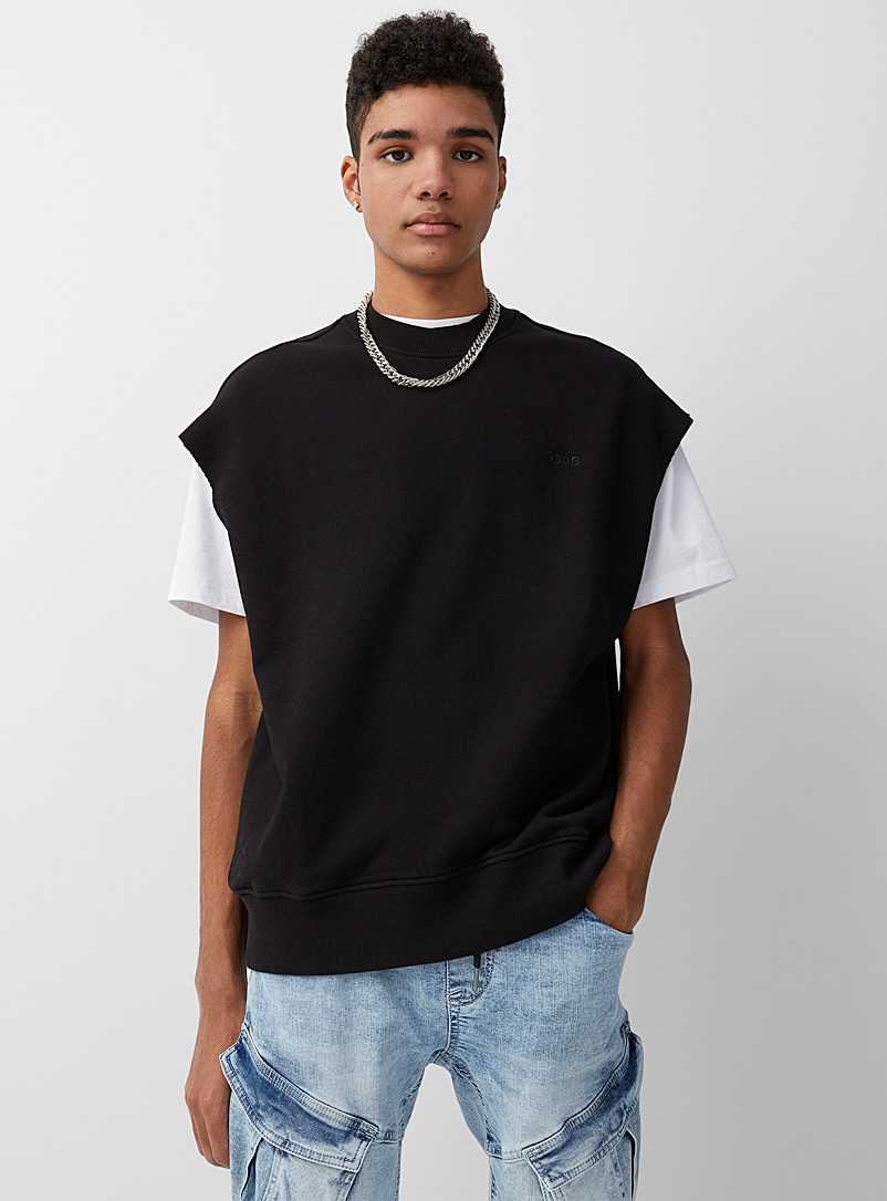 Djab Black French terry cap-sleeve sweatshirt DJAB 101 for men