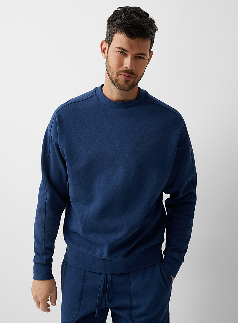 Le 31 Marine Blue Garment-dyed sweatshirt for men