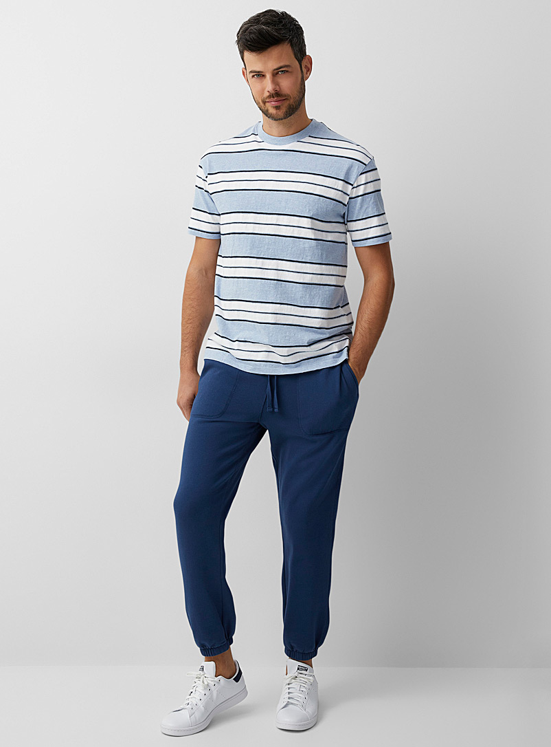 Le 31 Marine Blue Garment-dyed fleece jogger for men