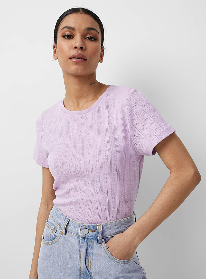 Icône Lilacs Pointelle knit T-shirt for women