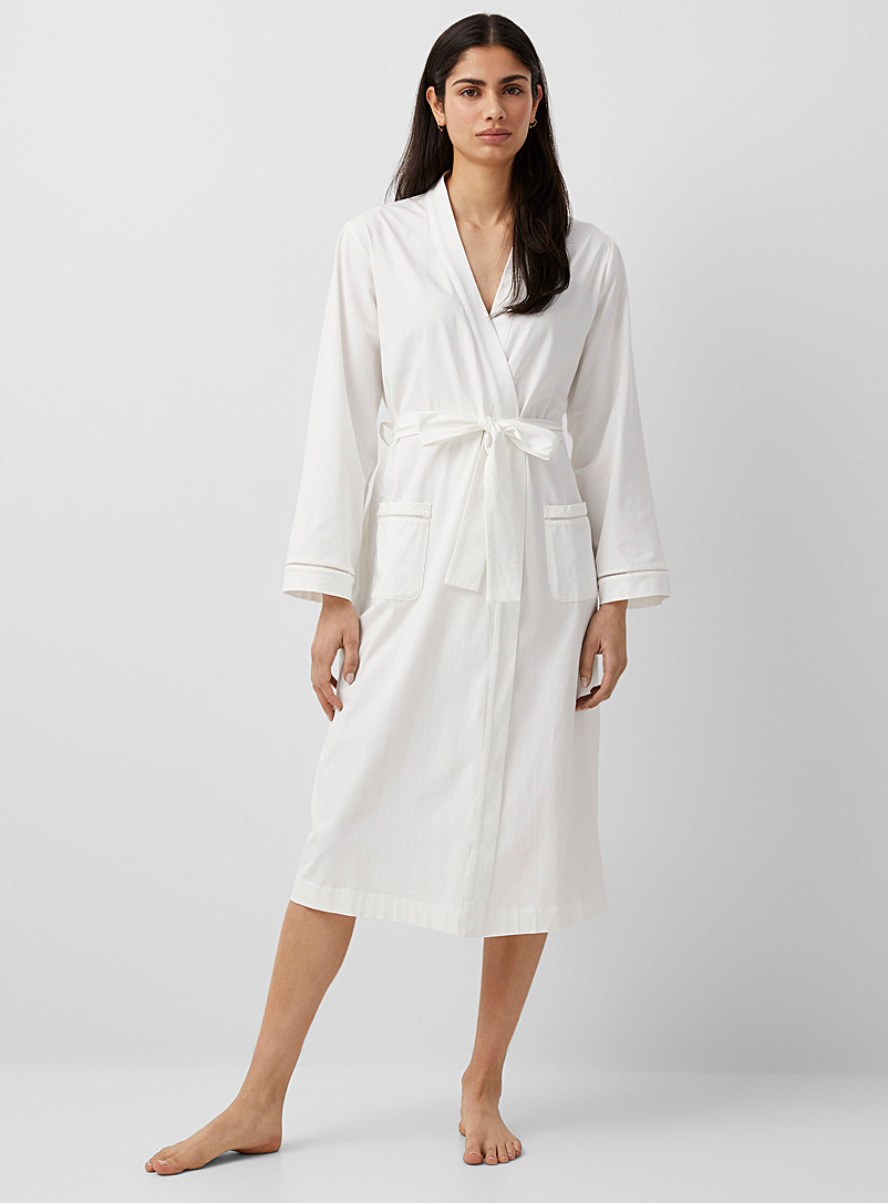 Miiyu Cream Beige SUPIMA® cotton kimono robe for women