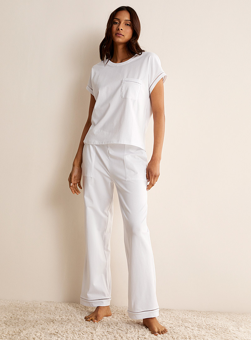 Miiyu White SUPIMA® cotton lounge tee for women