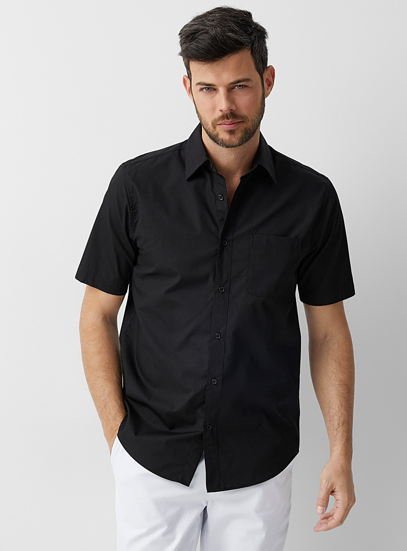 Le 31 Black Monochrome eco-friendly shirt Modern fit for men