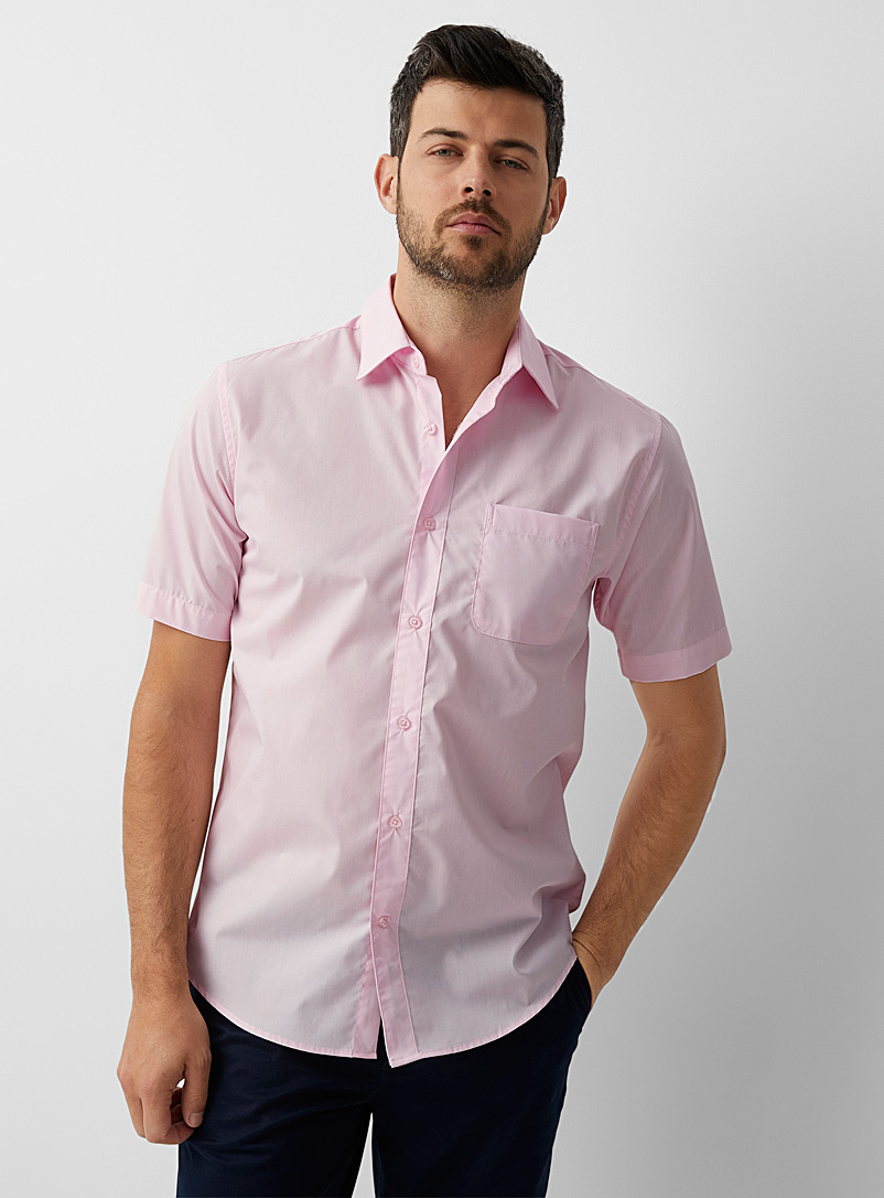 Le 31: La chemise écologique monochrome Coupe moderne Rose pour homme