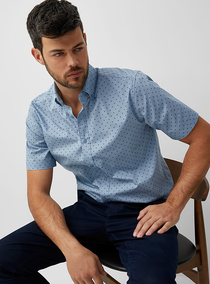 Le 31 Baby Blue Eco-friendly mini-pattern shirt Modern fit for men