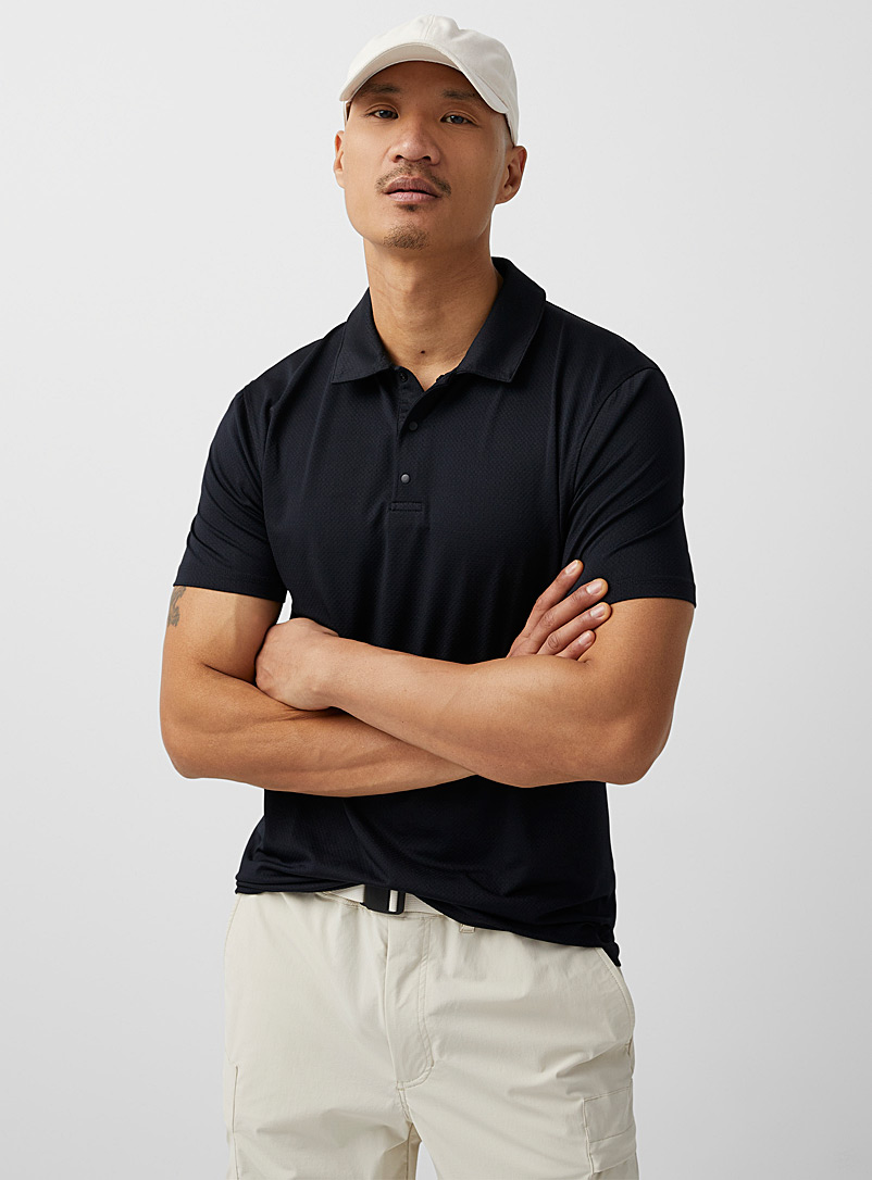 Le 31 Black Textured stretch microfibre polo Innovation collection for men