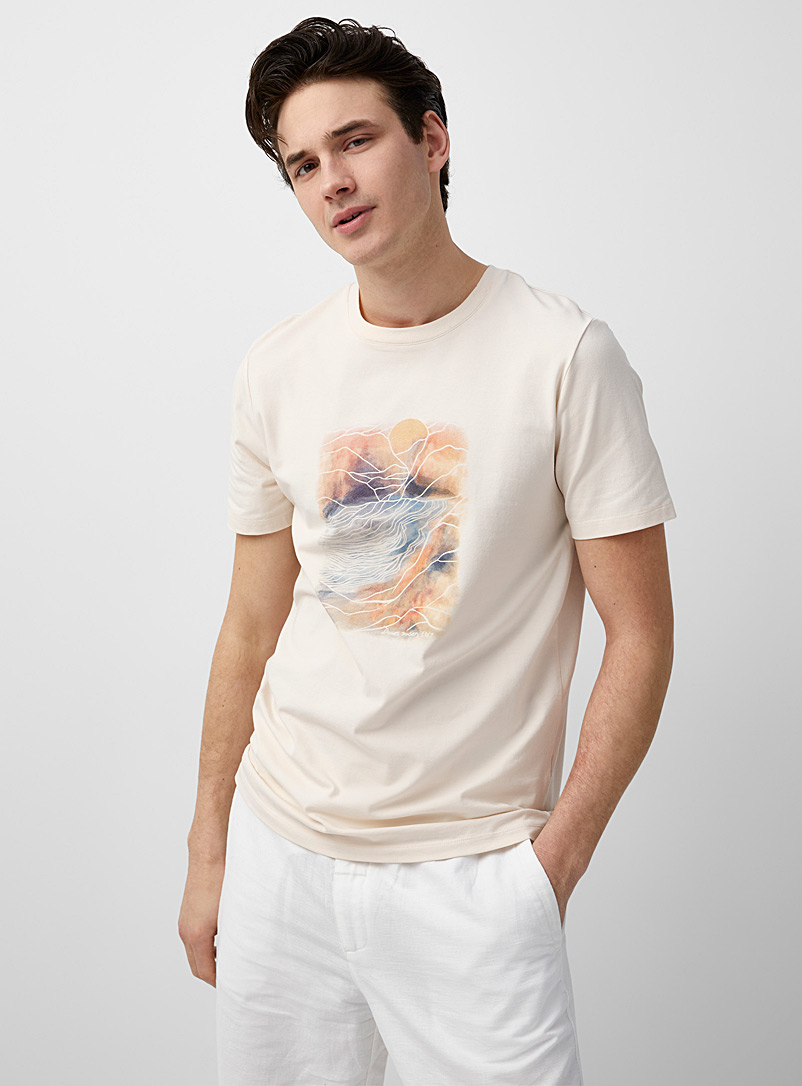 Le 31 Sand SUPIMA® modern painting T-shirt for men