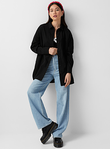 Twik Black Patch pocket loose shirt for women