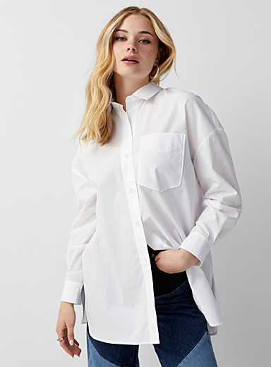 Twik: La chemise ample poche plaqu&eacute;e Blanc pour femme