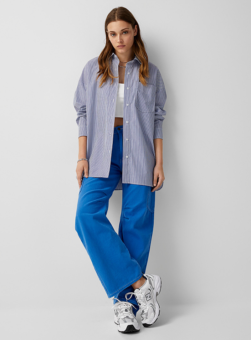 Twik: La chemise ample poche plaquée Bleu à motifs pour femme