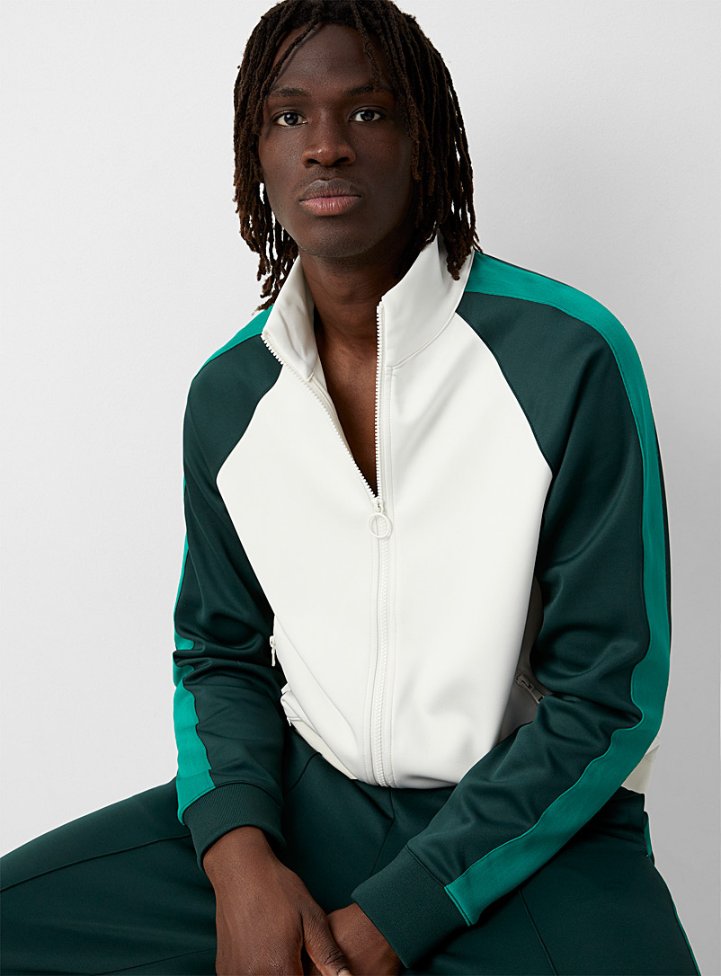 Le 31 Cream Beige Colour-block track jacket for men