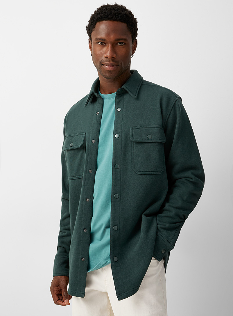 Le 31 Mossy Green French terry overshirt for men