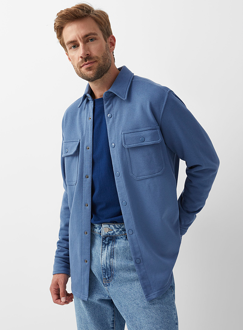 Le 31 Blue French terry overshirt for men