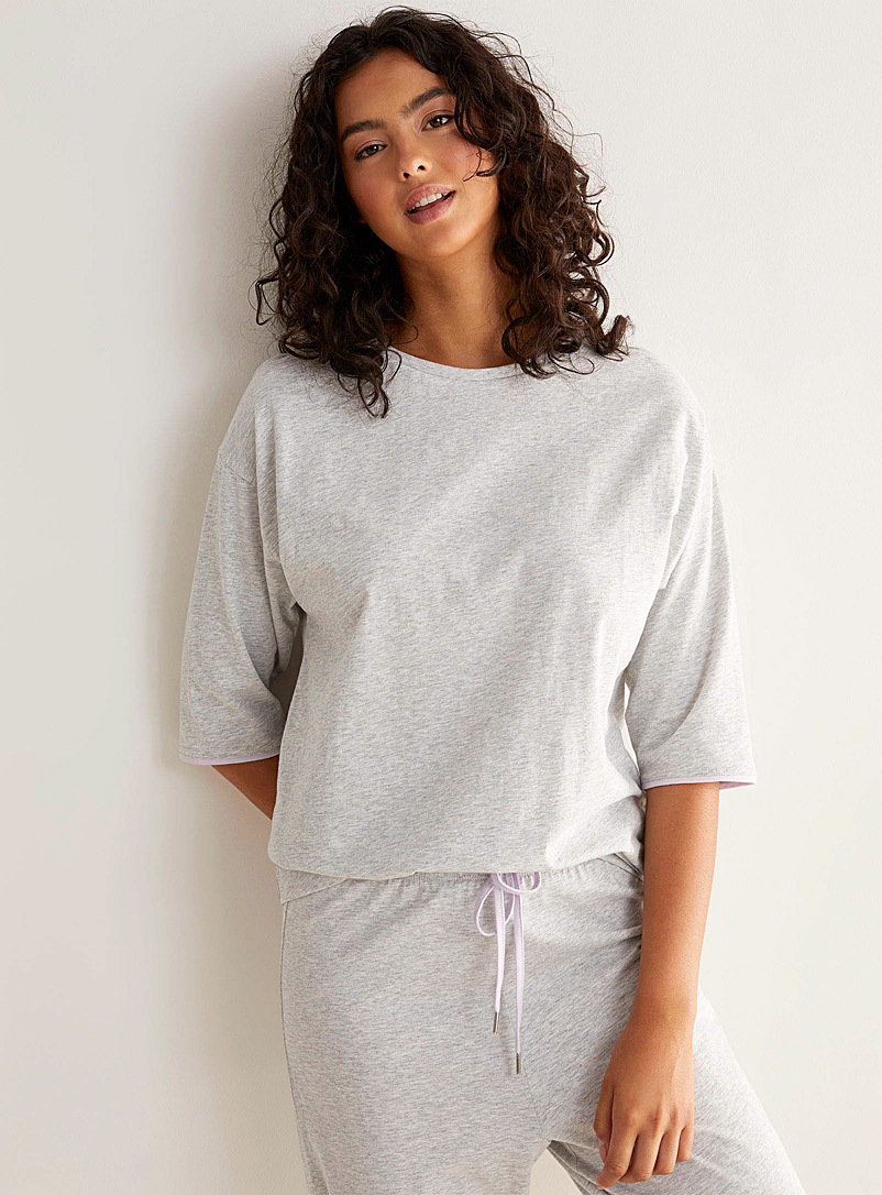 Miiyu: Le t-shirt détente pur coton bio Gris pâle pour femme