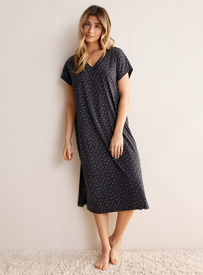 Miiyu Charcoal Pure cotton nightgown for women