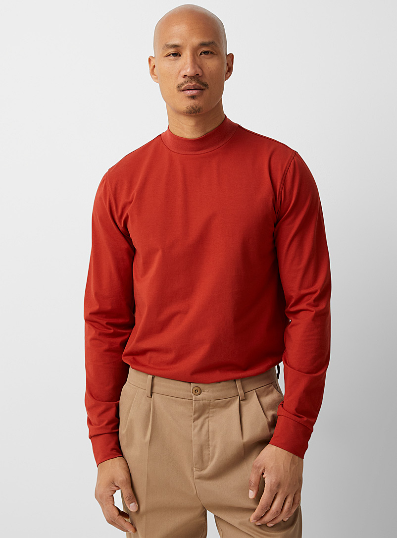 Le 31 Dark Orange SUPIMA® cotton mock-neck top for men