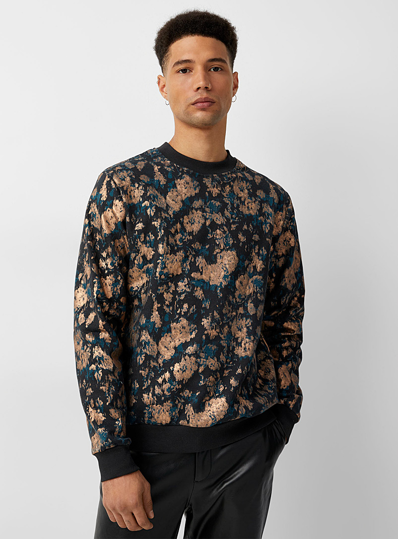 Le 31 Black Golden abstraction sweatshirt for men