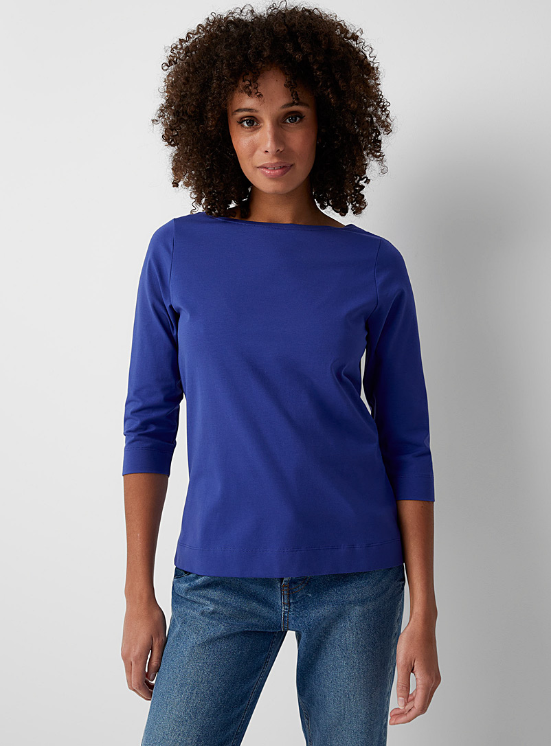 Contemporaine Assorted 3/4 sleeves boat neck SUPIMA® cotton T-shirt for women