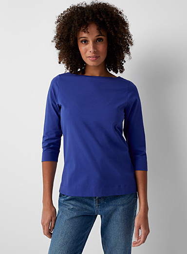 3/4 sleeves boat neck SUPIMA® cotton T-shirt | Contemporaine | Shop ...