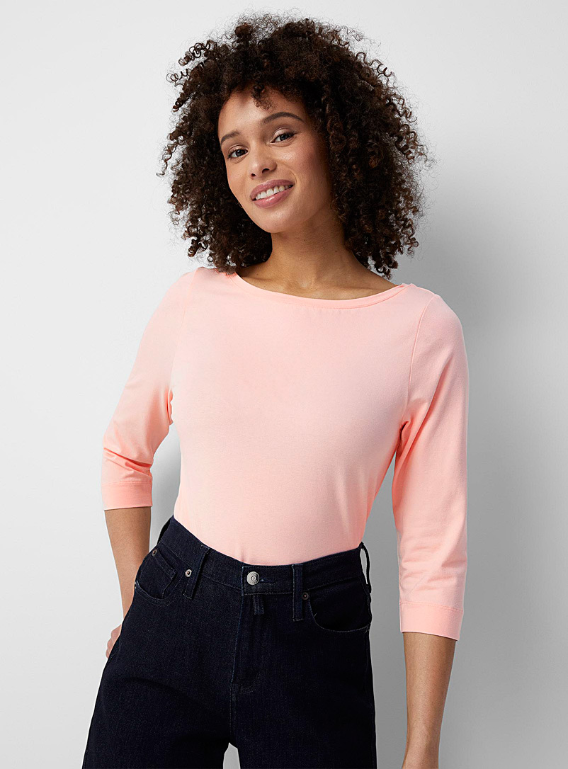 Contemporaine Pink SUPIMA® cotton 3/4-sleeve tee for women