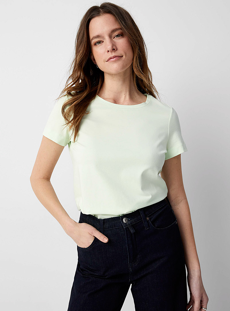 Contemporaine Lime Green Crew-neck SUPIMA® cotton T-shirt for women