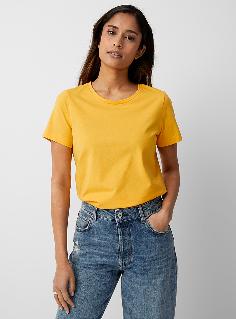 Contemporaine Medium Yellow Crew-neck SUPIMA® cotton T-shirt for women