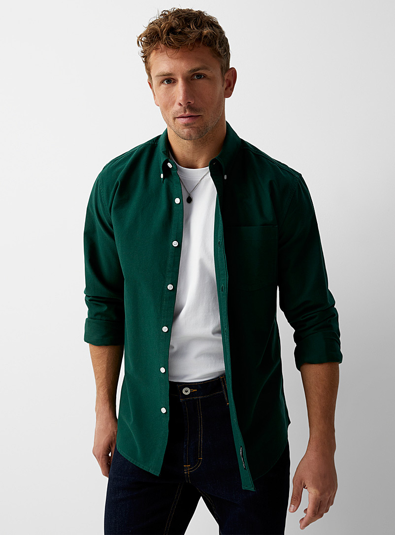 Le 31: La chemise oxford colorée Coupe moderne Vert pour homme