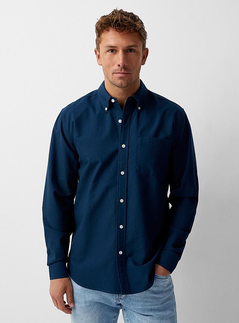 Le 31 Blue Colourful Oxford shirt Modern fit for men