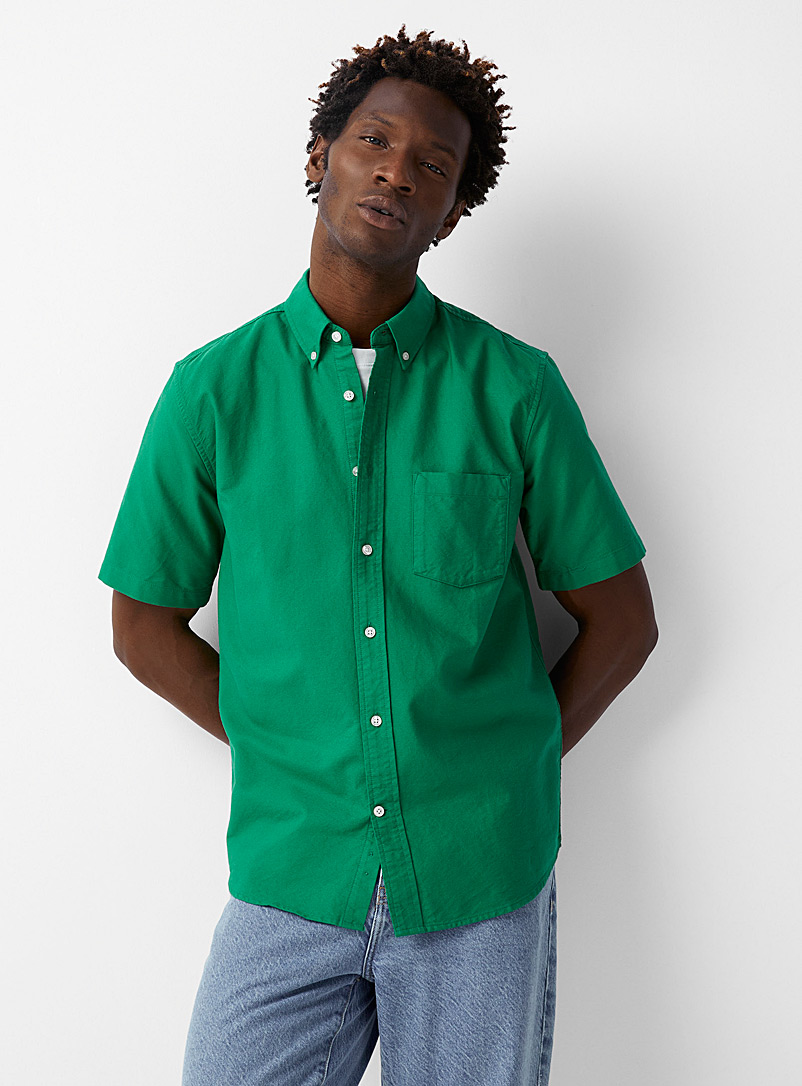 Le 31 Kelly Green Short-sleeve Oxford shirt Modern fit for men