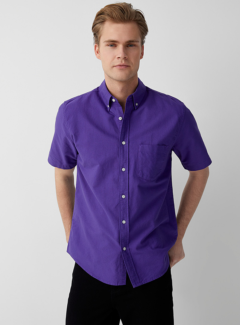 Le 31 Dark Crimson Short-sleeve Oxford shirt Modern fit for men
