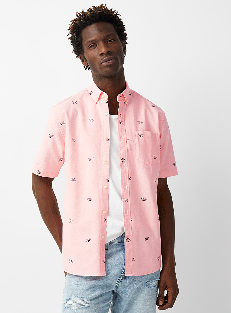 Le 31: La chemise oxford à motifs Coupe moderne Vieux rose pour homme