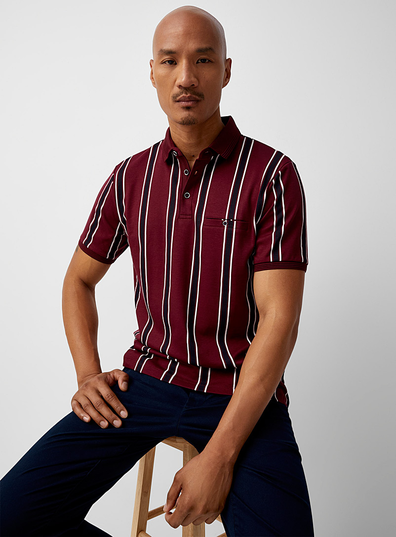 Le 31 Patterned red Graphic jersey polo for men