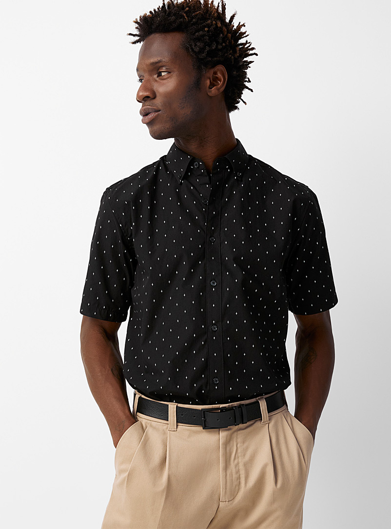 Le 31: La chemise écologique minimotifs Coupe moderne Noir à motifs pour homme