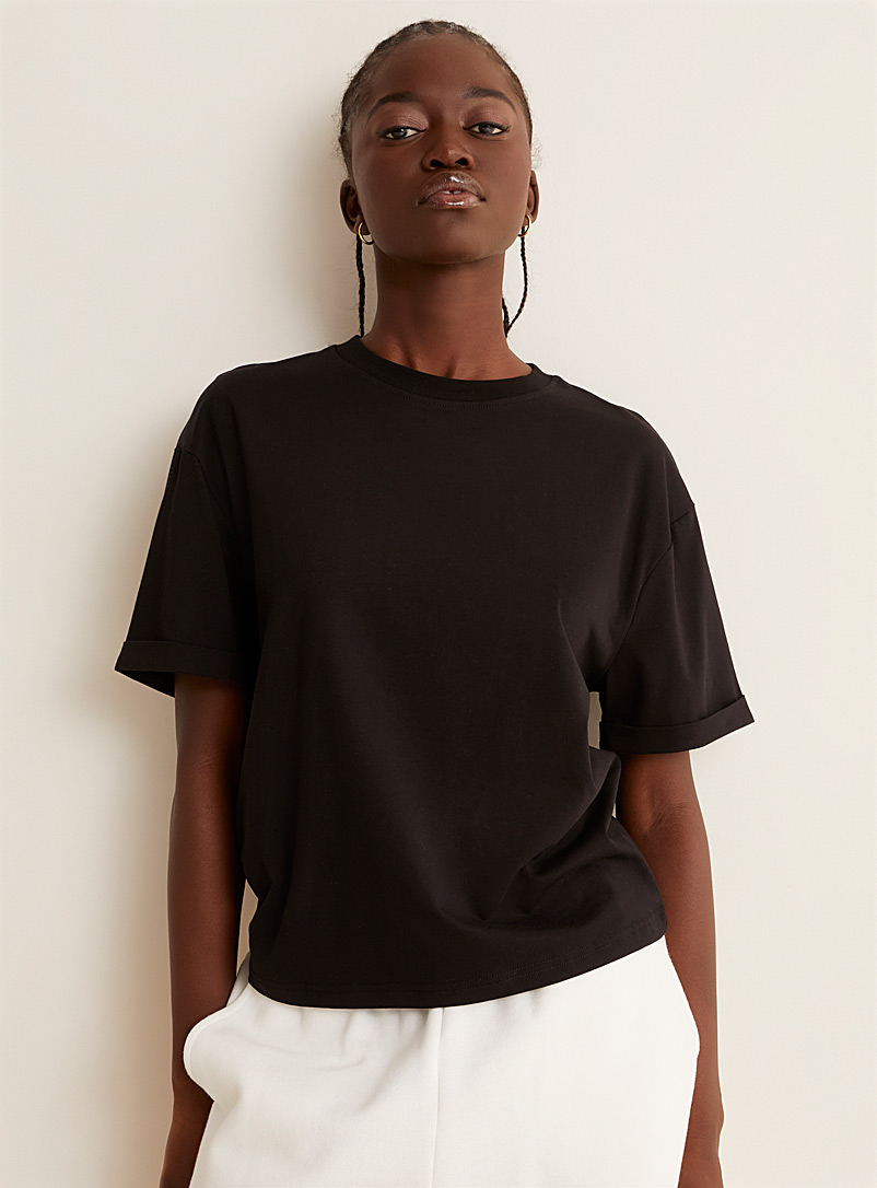 Miiyu x Twik: Le t-shirt détente coton SUPIMAᴹᴰ Noir pour femme