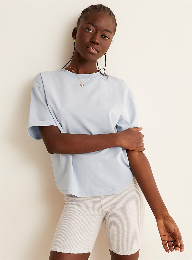 Miiyu x Twik: Le t-shirt détente coton SUPIMAᴹᴰ Bleu pâle-bleu poudre pour femme
