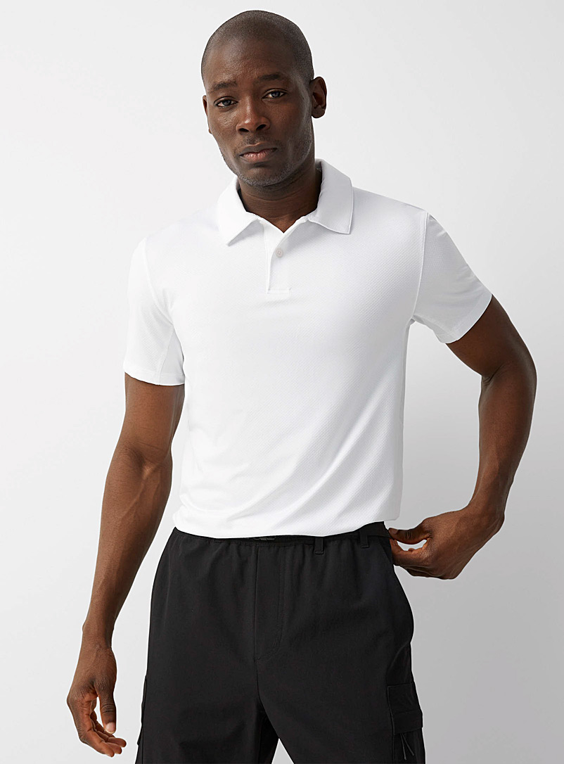 Le 31 White Textured stretch microfibre polo Innovation collection for men